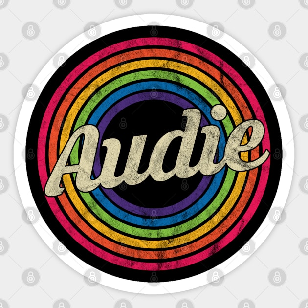 Audie - Retro Rainbow Faded-Style Sticker by MaydenArt